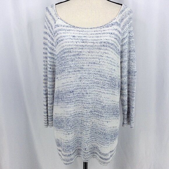 Gap Sweater Womens Size Large Blue White Marled Raglan 3/4 Sleeve - Picture 1 of 9